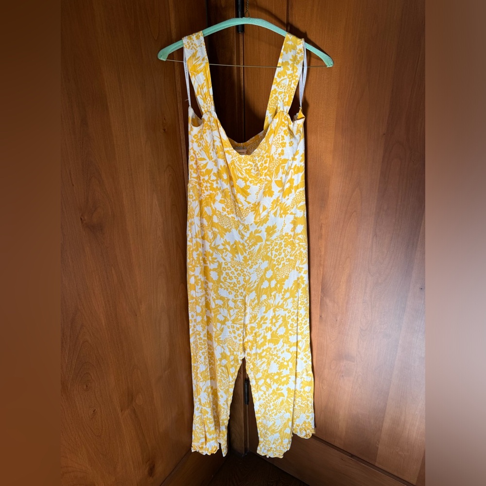 Faithfull the Brand yellow floral jumpsuit size L Anthropologie